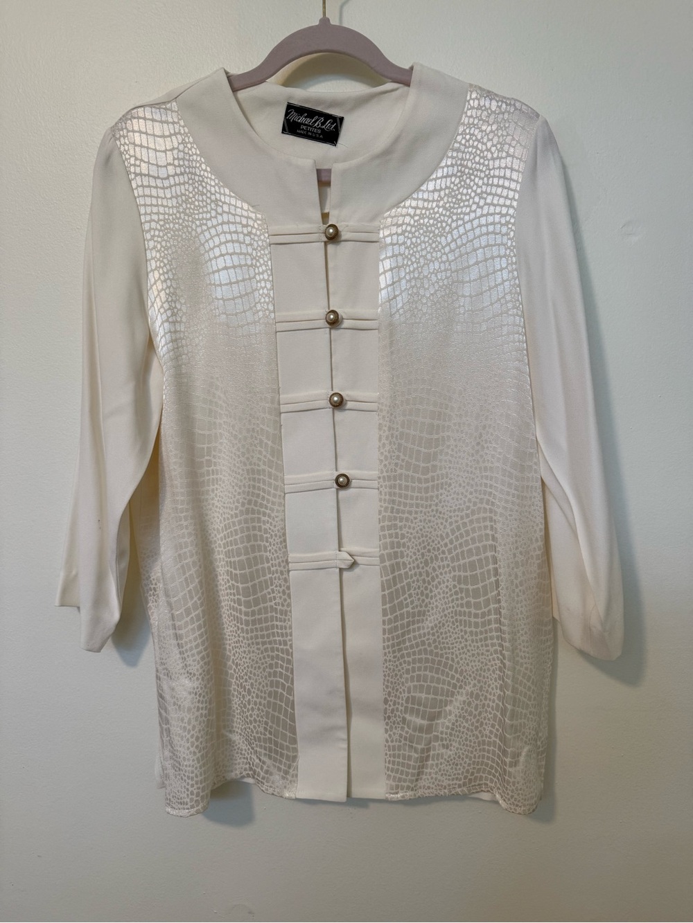 Vintage Michael B Ltd. Cream Textured Button-Front Blouse